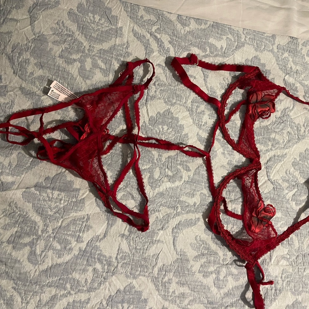 Victoria's Secret Red Lace Bra and Panty Set